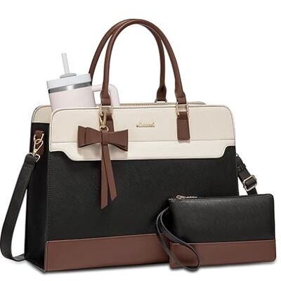 Laptop Tote Bag for Women,Leather Work Bag, Waterproof Business Teacher Bag,Large Computer Handbag Purse Briefcase,Office Gifts for Women