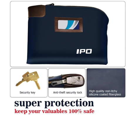 Waterproof Cash Bag with Lock and 2 Keys, 11 x 8.6 Inches, Canvas Documents Bag, Money Bank Deposit Bag with Zipper, Durable Leatherette Money Cash Coin Check Wallet Pouch for Men & Women