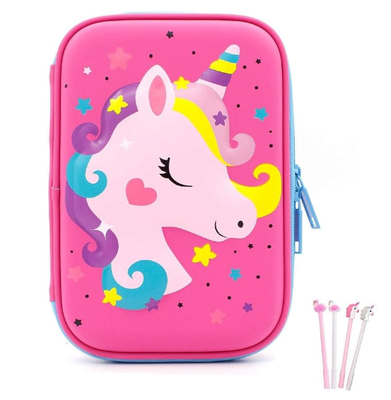 3D Cute EVA Unicorn Pen Pouch Stationery Box Anti-Shock Large Capacity Multi-Compartment for School with 4 unicorn pens ;EVA shell cushions supplies 3D Cute EVA Unicorn Pen Pouch Paper Bag Box Anti-Shock Большой емкости многокомплекс для школы с 4 ручками для единорогов