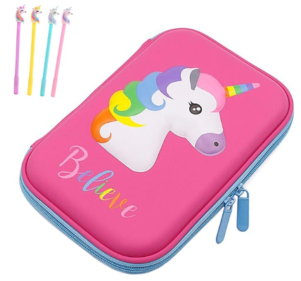 3D Cute EVA Unicorn Pen Pouch Stationery Box Anti-Shock Large Capacity Multi-Compartment for School with 4 unicorn pens ;EVA shell cushions supplies 3D Cute EVA Unicorn Pen Pouch Paper Bag Box Anti-Shock Большой емкости многокомплекс для школы с 4 ручками для единорогов