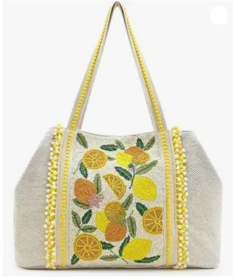 Amalfi Beaded Tote Bag for Women || Coastal Beach Tote || Hand-Beaded Summer Handbag