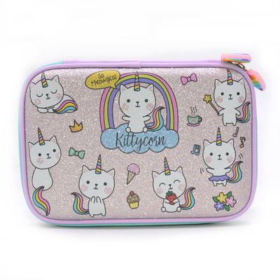 Случай карандаша коробки карандаша 600D PU кожаный ЕВА Sequin трудный с молнией
