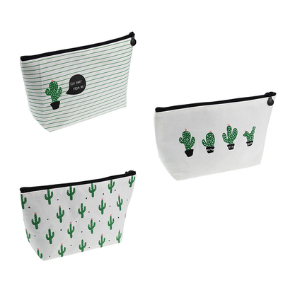 Сумка макияжа холста хлопка Washable сумки мытья гигиенической косметикаи косметическая с молнией