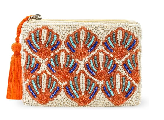 America & Beyond Seashell Pattern Beaded Coin Bag ручная коробка с жемчужинами